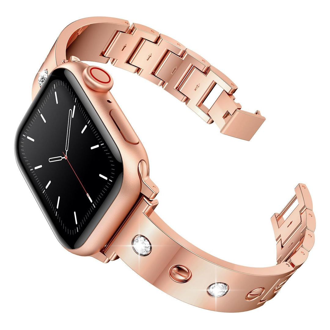 CALORA_ Armband met Metalen Gesp en Diamanten voor Apple Watch