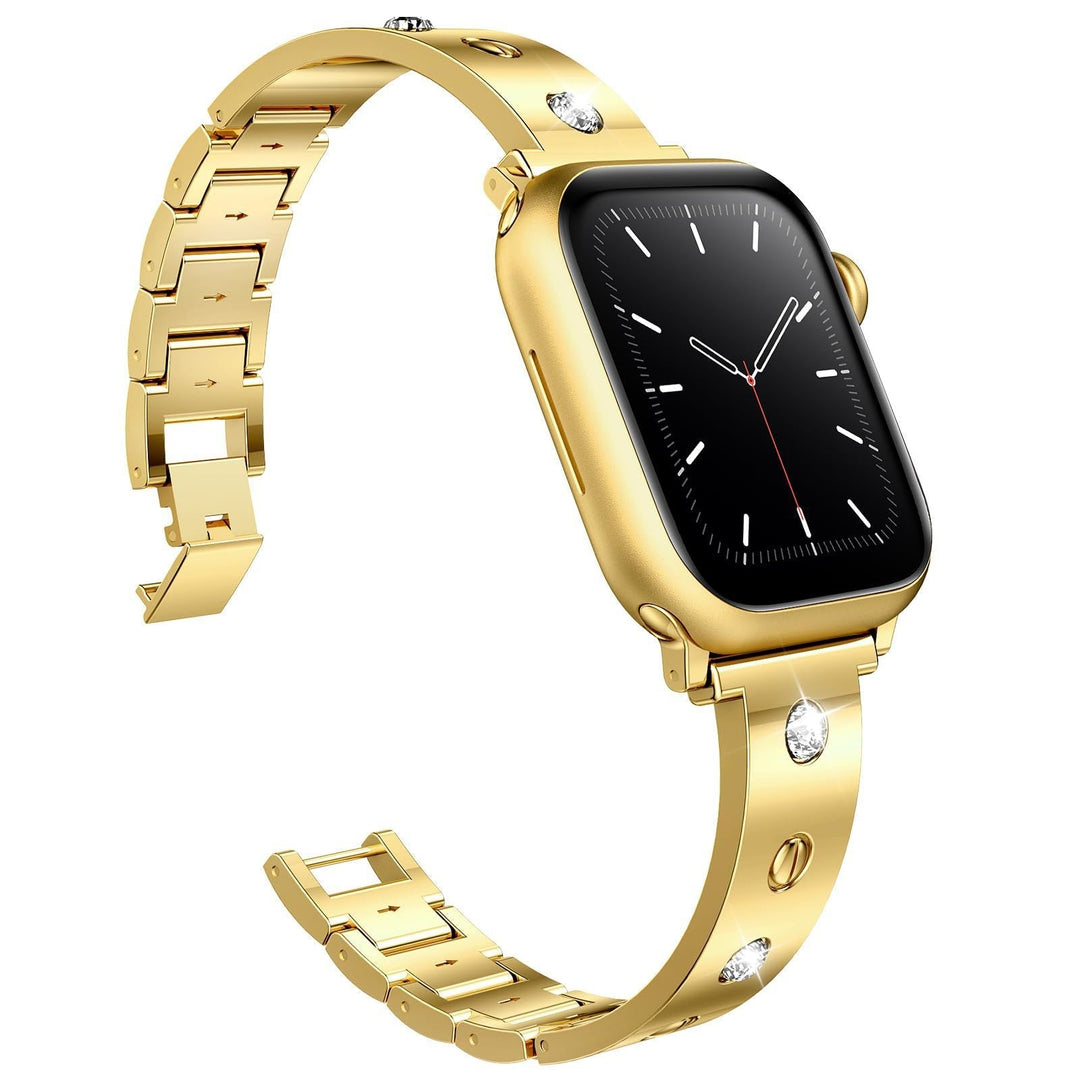 CALORA_ Armband met Metalen Gesp en Diamanten voor Apple Watch