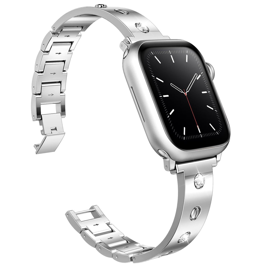 CALORA_ Armband met Metalen Gesp en Diamanten voor Apple Watch