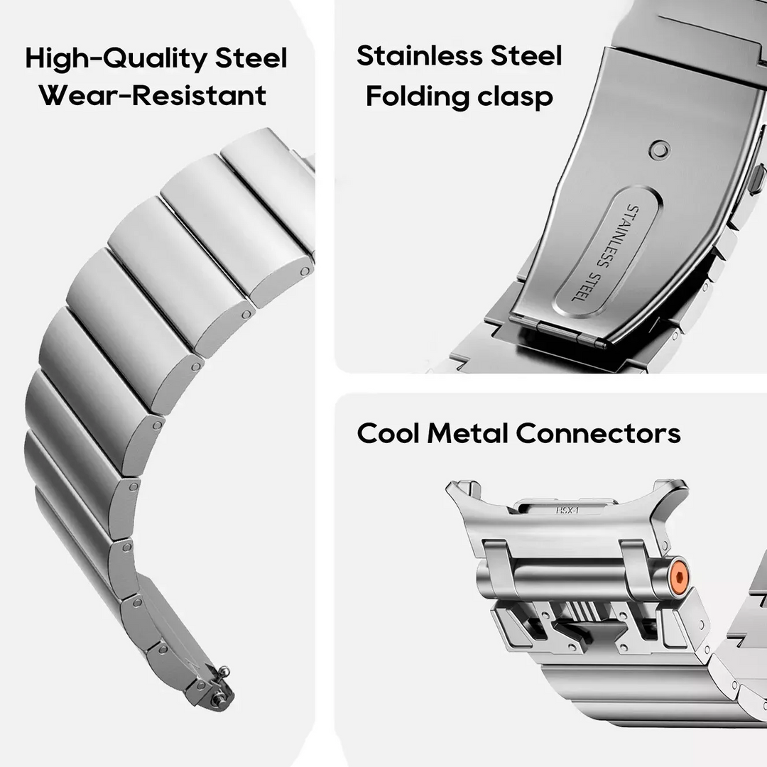 CALORA_ Armor RVS Band Voor Samsung Watch 7 Ultra van Hoogwaardig Staal