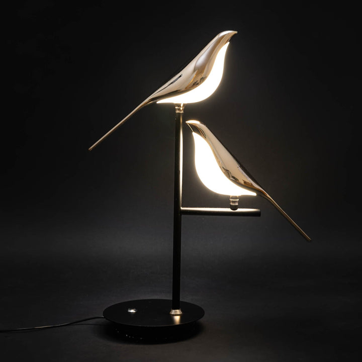 CALORA_ Artelune | Post-Modern LED Tafellamp met Galvanized Gouden Vogel