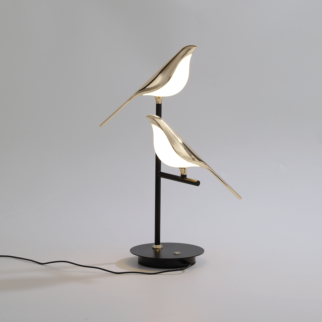 CALORA_ Artelune | Post-Modern LED Tafellamp met Galvanized Gouden Vogel