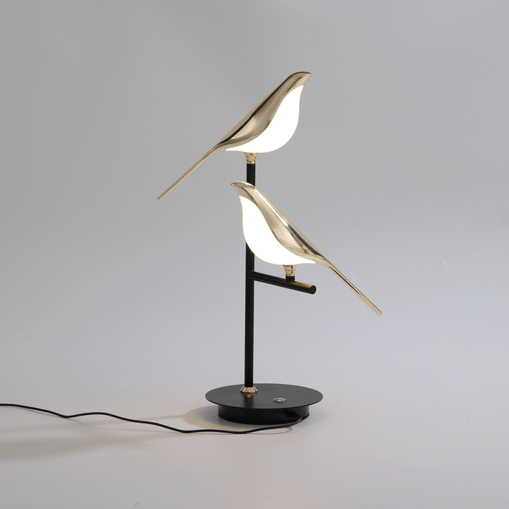 CALORA_ Artelune | Post-Modern LED Tafellamp met Galvanized Gouden Vogel