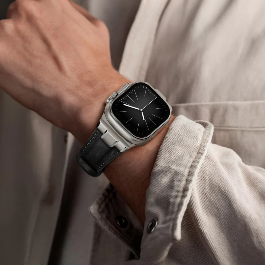 CALORA_ Avontuurlijke Leren Band Voor Apple Watch – Perfect Voor Buitenactiviteiten