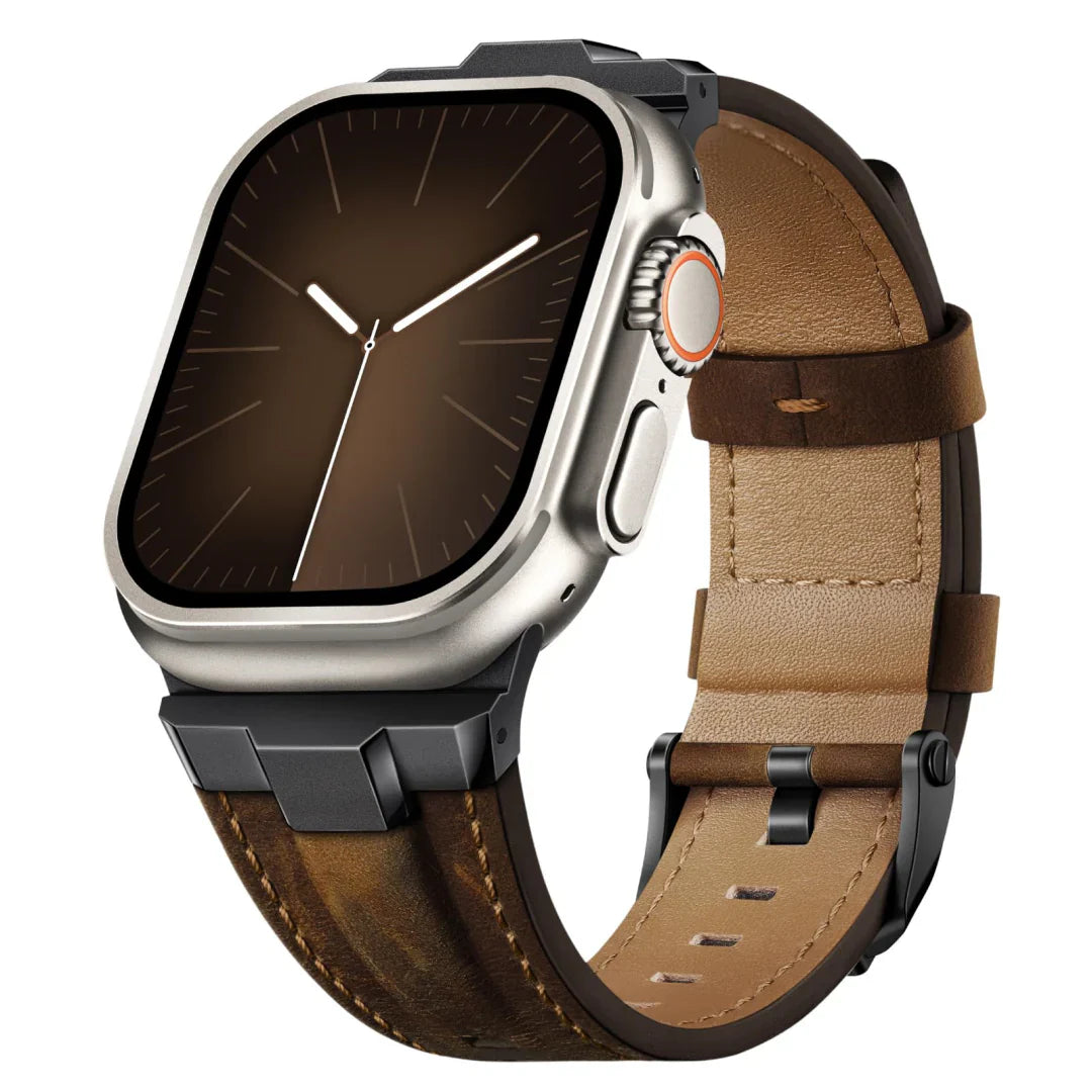 CALORA_ Avontuurlijke Leren Band Voor Apple Watch – Perfect Voor Buitenactiviteiten