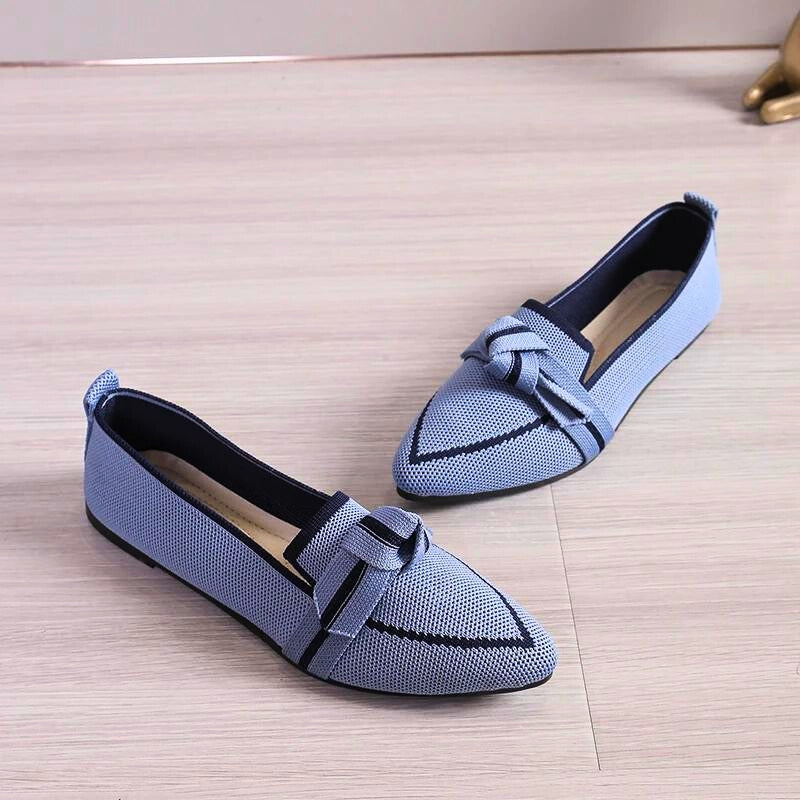 CALORA_ Ballet Flats van Italiaans Stof met Knopen en Comfortabele Binnenzool