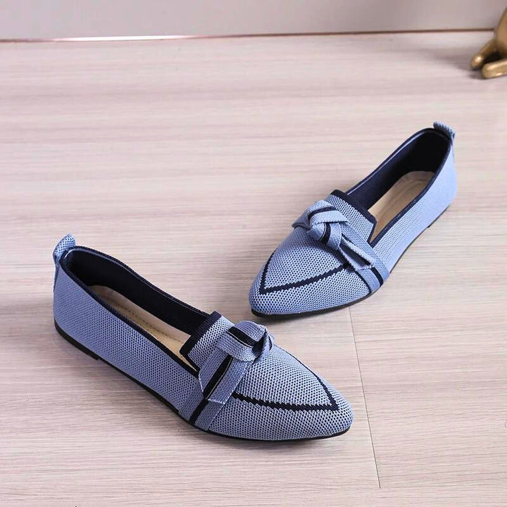 CALORA_ Ballet Flats van Italiaans Stof met Knopen en Comfortabele Binnenzool