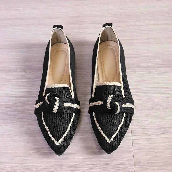 CALORA_ Ballet Flats van Italiaans Stof met Knopen en Comfortabele Binnenzool