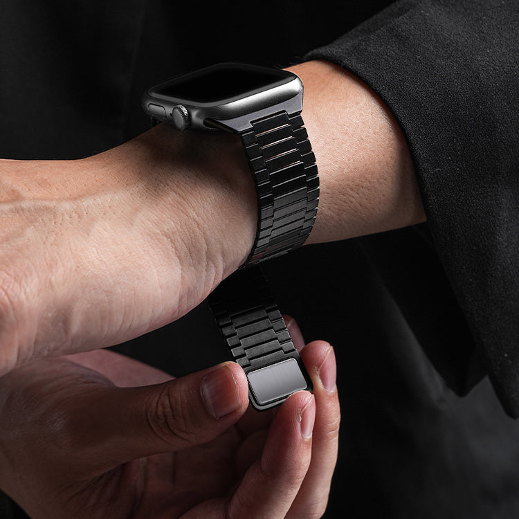 CALORA_ Bamboelinkband voor Apple Watch met Magnetische Sluiting en Comfort