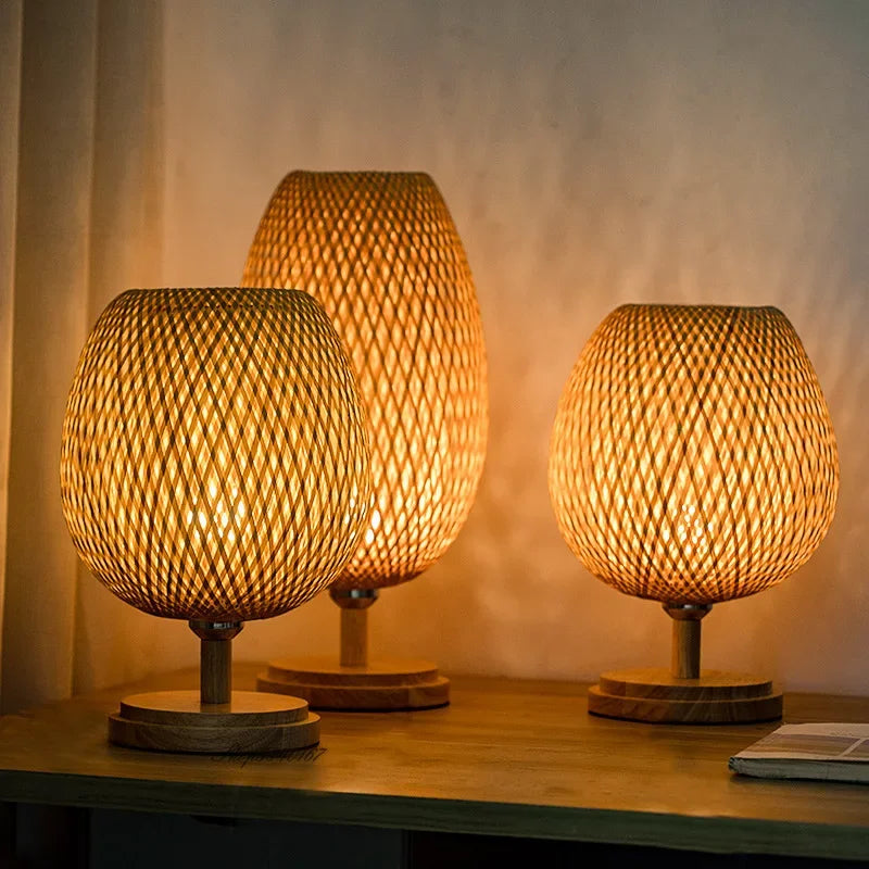 CALORA_ BambooCharm | Vintage Bamboe Tafellamp
