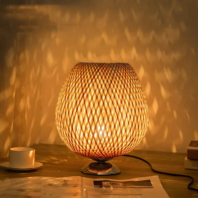CALORA_ BambooCharm | Vintage Bamboe Tafellamp
