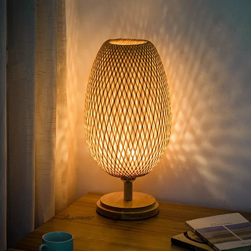 CALORA_ BambooCharm | Vintage Bamboe Tafellamp