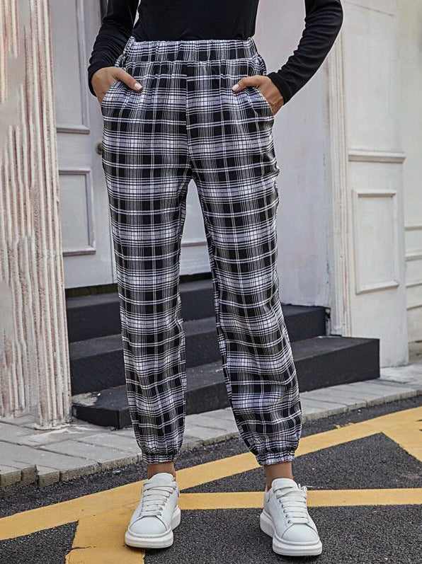CALORA_ Stijlvolle Geruite Joggingbroek voor Comfort en Chic Uiterlijk