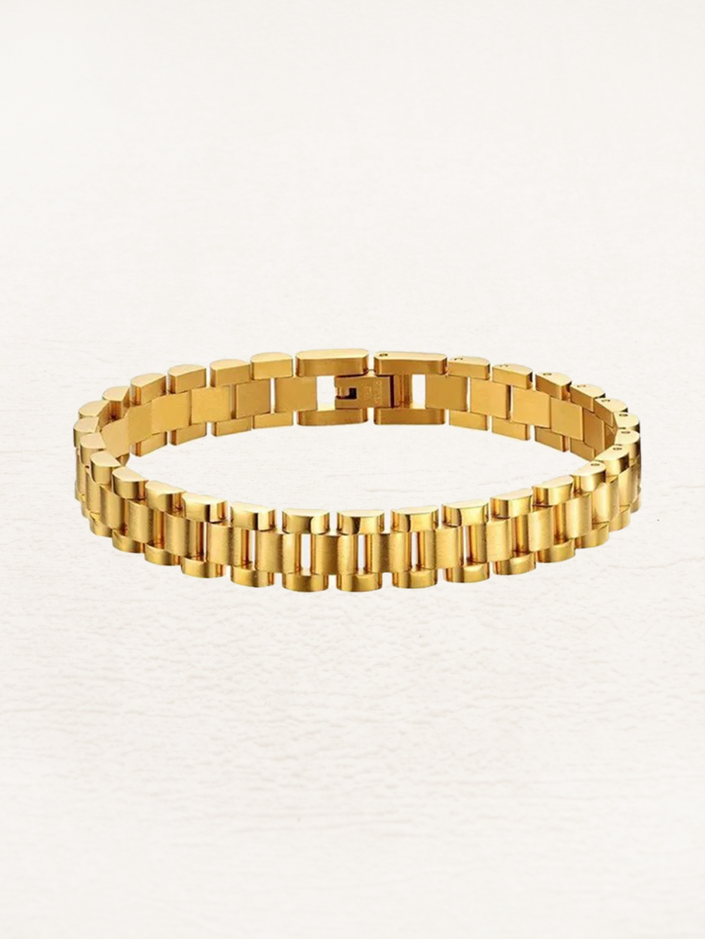 CALORA_ Brede Schakelarmband Goud van RVS