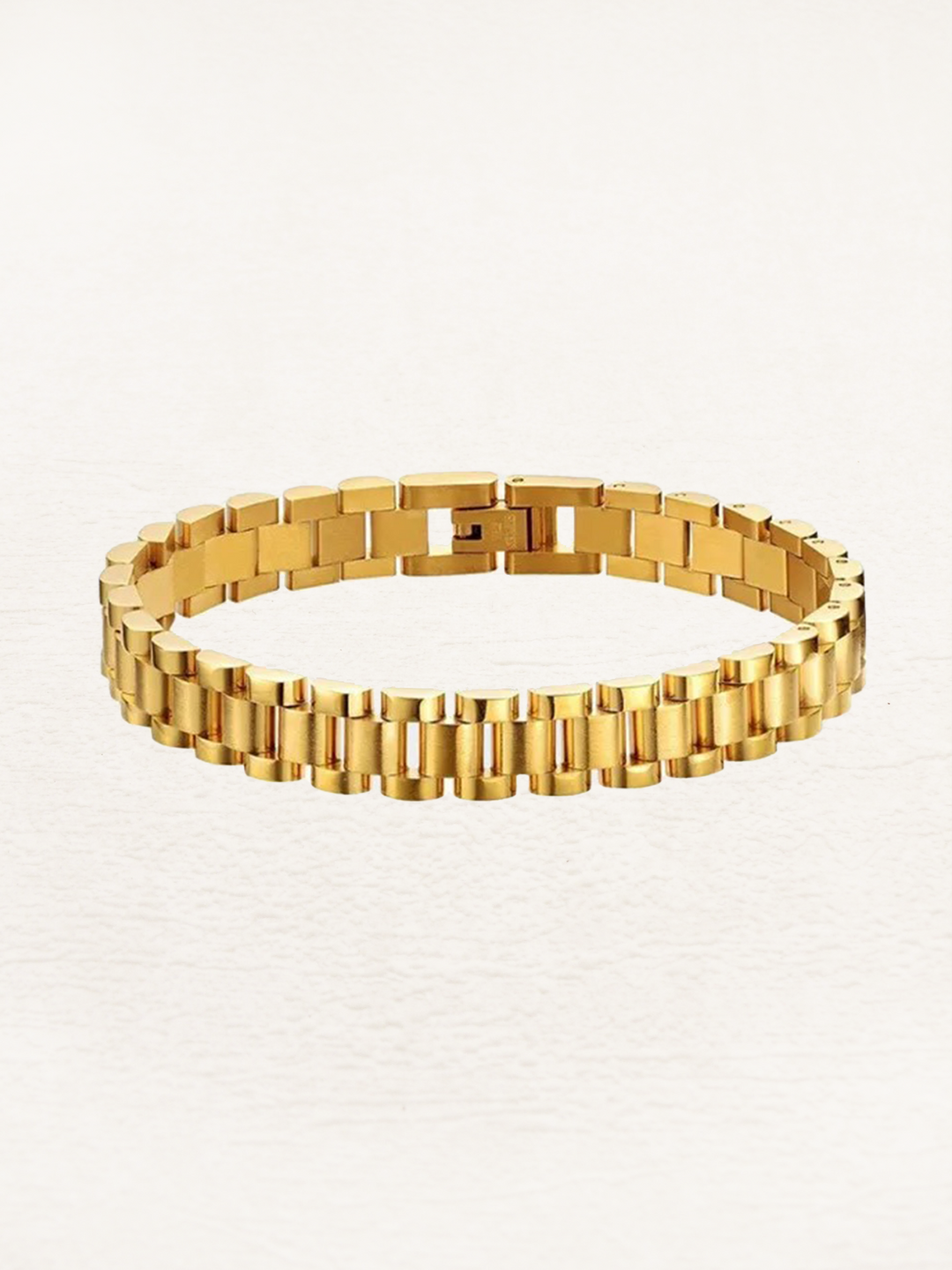 CALORA_ Brede Schakelarmband Goud van RVS
