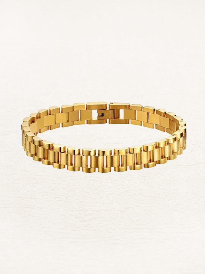 CALORA_ Brede Schakelarmband Goud van RVS