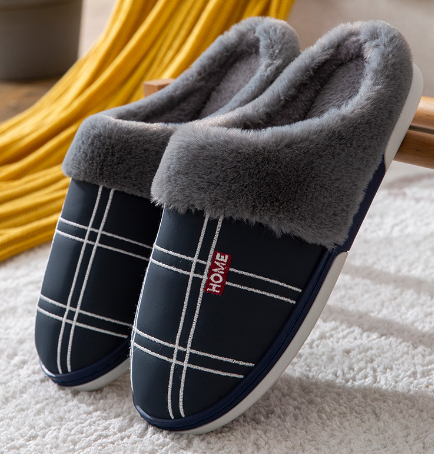CALORA_ Bridgley | Warme geruite pluche 'Gentlemen's' Pantoffels
