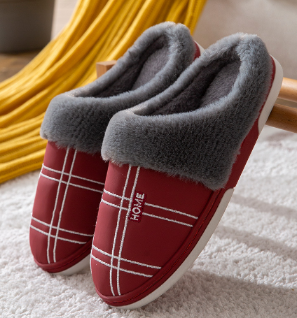 CALORA_ Bridgley | Warme geruite pluche 'Gentlemen's' Pantoffels