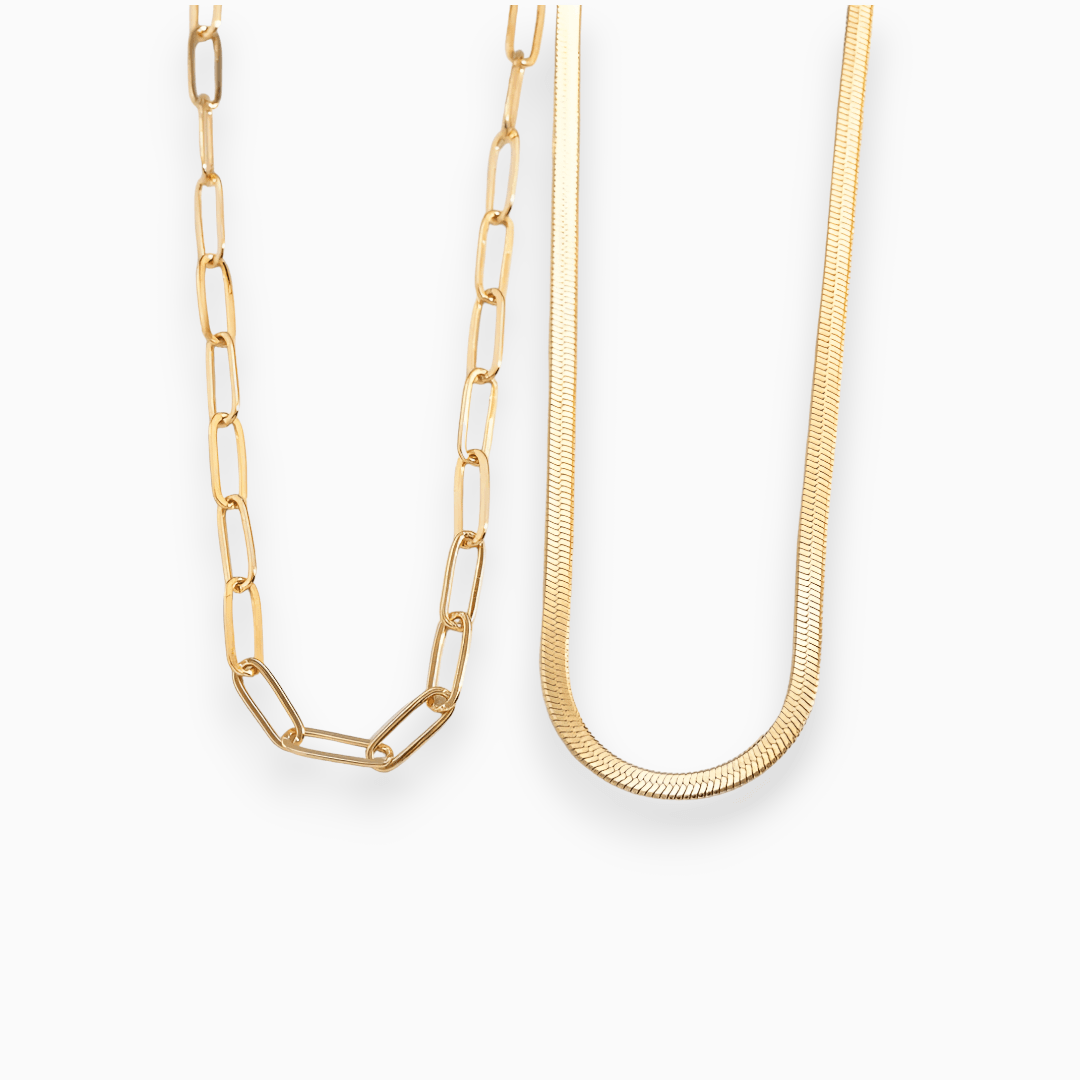 CALORA_ Brilane | Gouden Slangenhalsband - Tweedelig