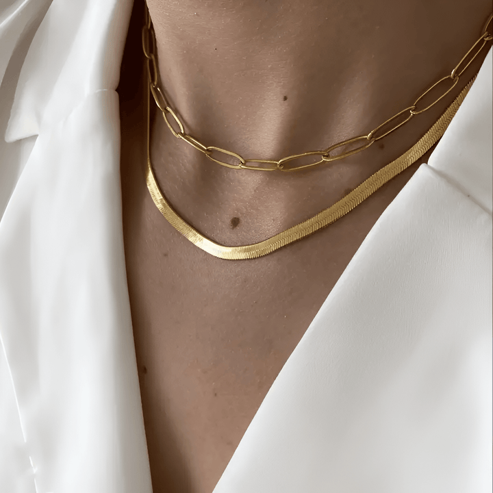 CALORA_ Brilane | Gouden Slangenhalsband - Tweedelig