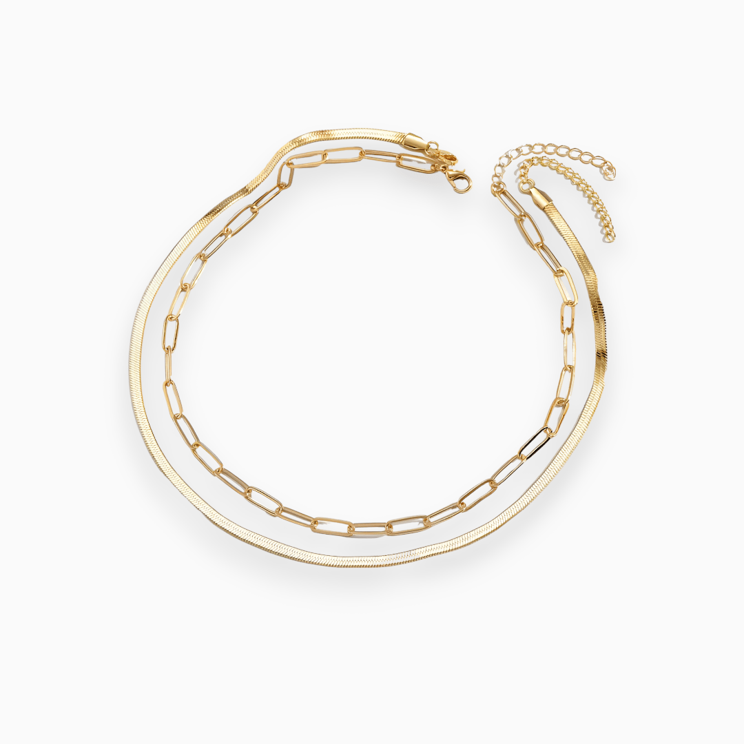 CALORA_ Brilane | Gouden Slangenhalsband - Tweedelig