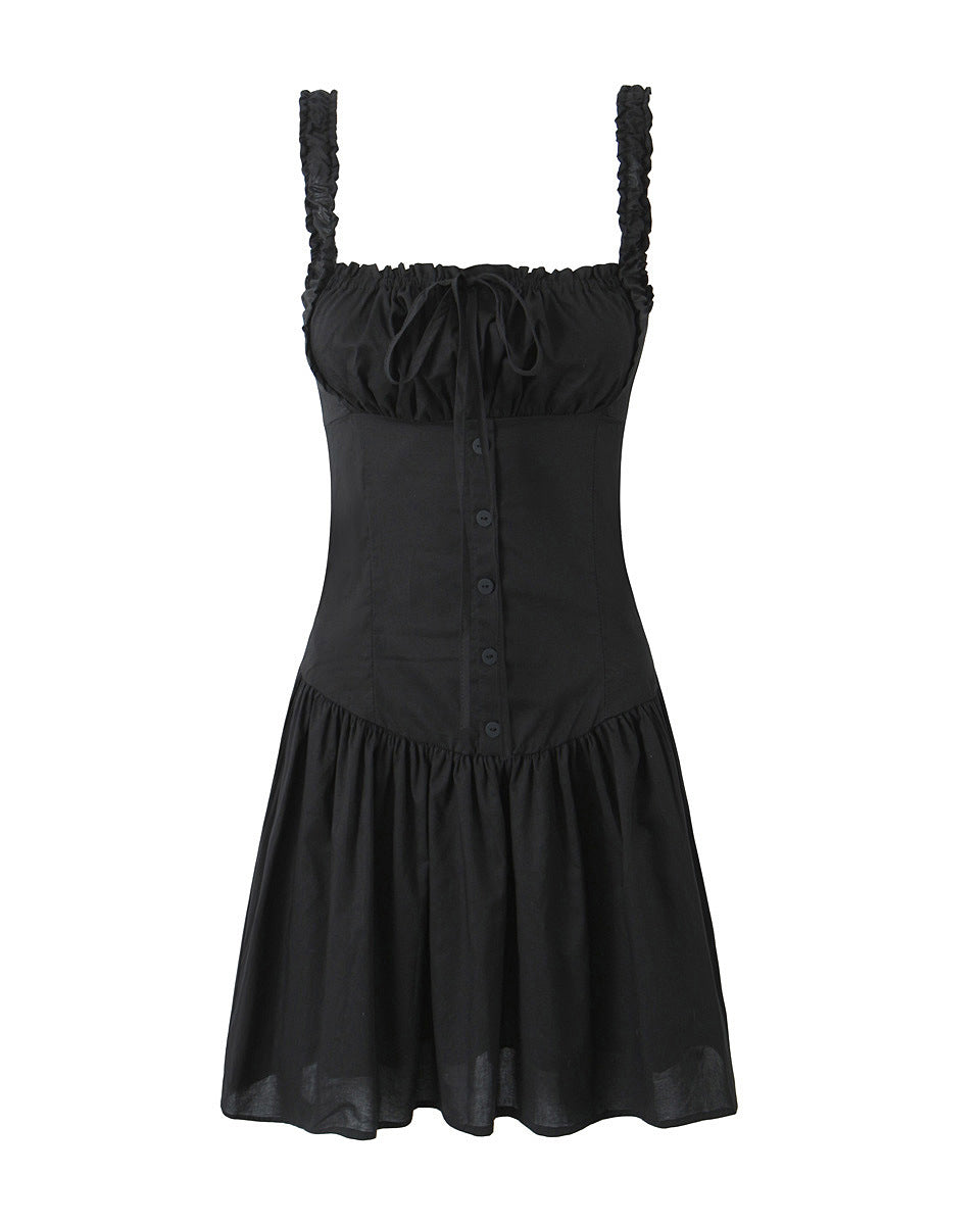 CALORA_ Broderie Anglaise Corset Mini Jurk voor Zomerse Avonden