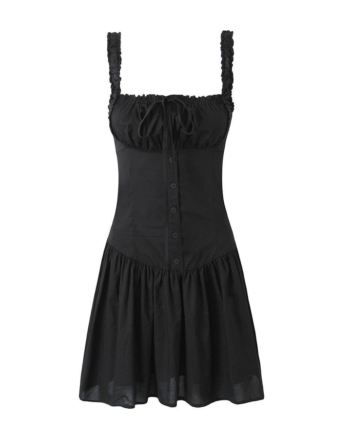 CALORA_ Broderie Anglaise Corset Mini Jurk voor Zomerse Avonden