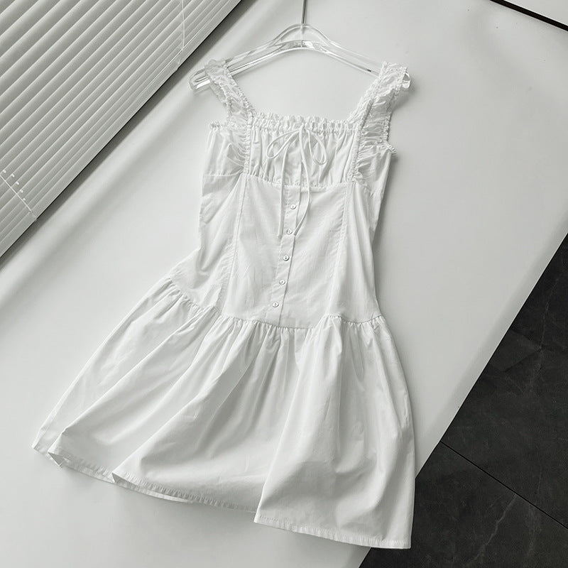 CALORA_ Broderie Anglaise Corset Mini Jurk voor Zomerse Avonden