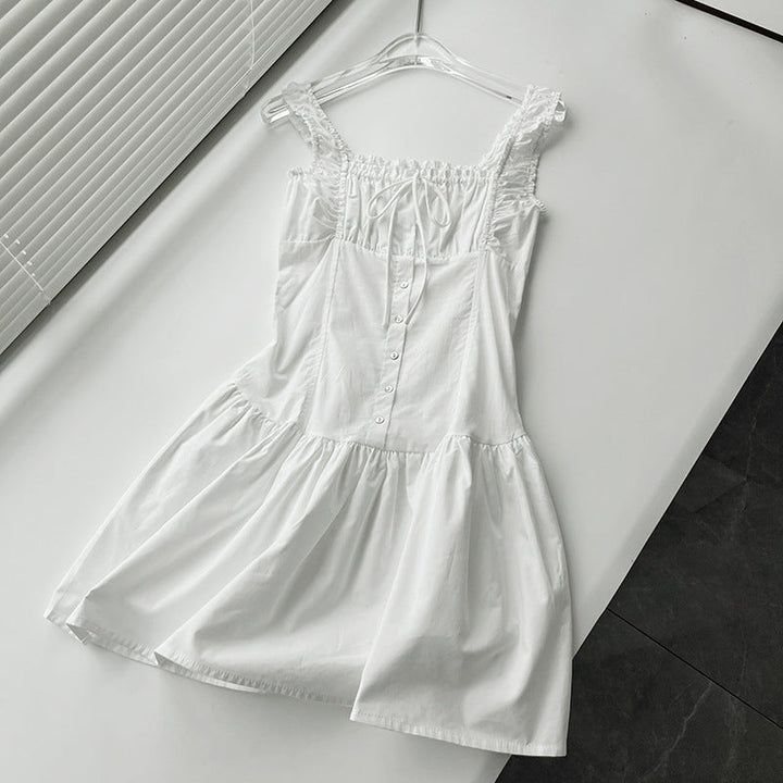 CALORA_ Broderie Anglaise Corset Mini Jurk voor Zomerse Avonden