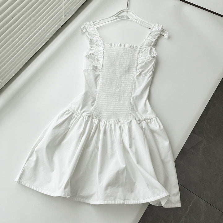 CALORA_ Broderie Anglaise Corset Mini Jurk voor Zomerse Avonden