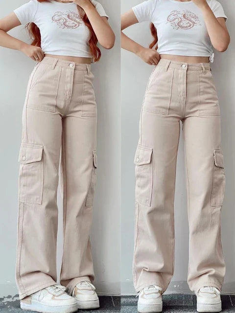 CALORA_ Cargo Broek met 3D zakken voor dames