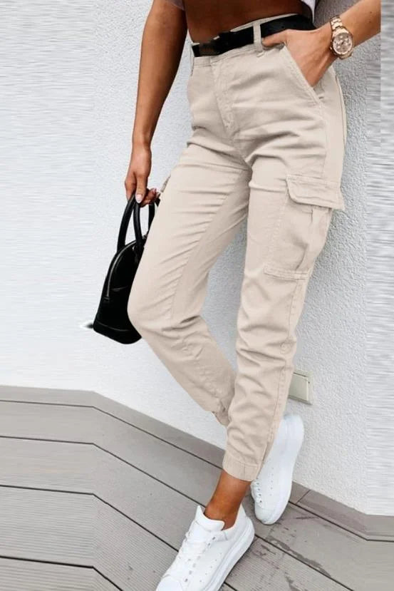 CALORA_ Cargo Broek met Hoge Taille voor Dames