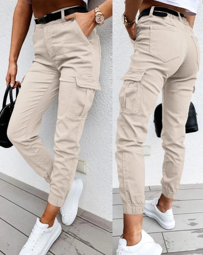 CALORA_ Cargo Broek met Hoge Taille voor Dames
