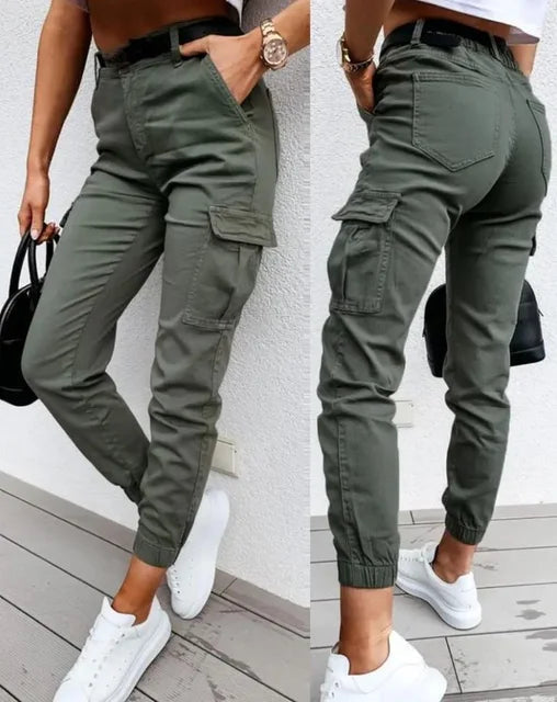 CALORA_ Cargo Broek met Hoge Taille voor Dames