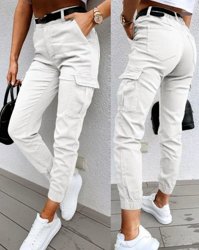 CALORA_ Cargo Broek met Hoge Taille voor Dames