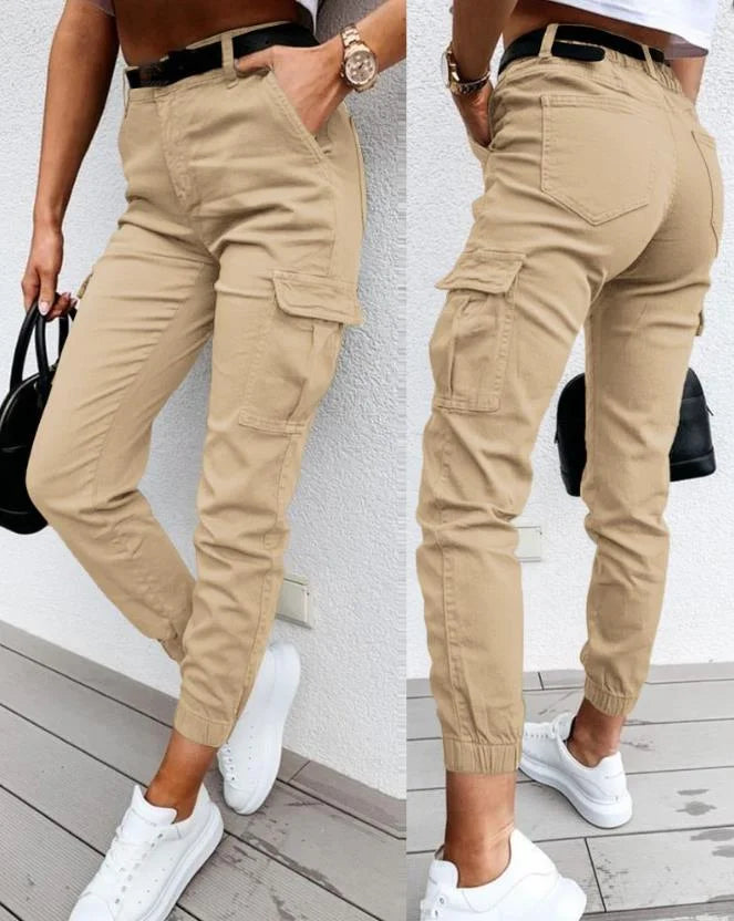 CALORA_ Cargo Broek met Hoge Taille voor Dames