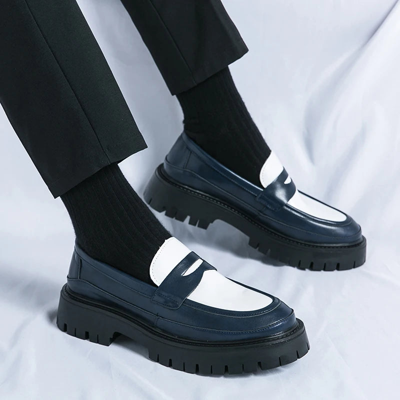 CALORA_ Carlo | Luxe Leren Loafers met platformzool - Zwart Wit