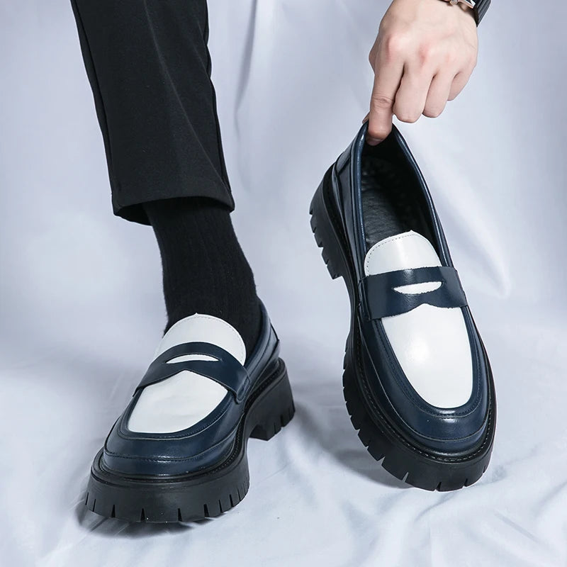 CALORA_ Carlo | Luxe Leren Loafers met platformzool - Zwart Wit