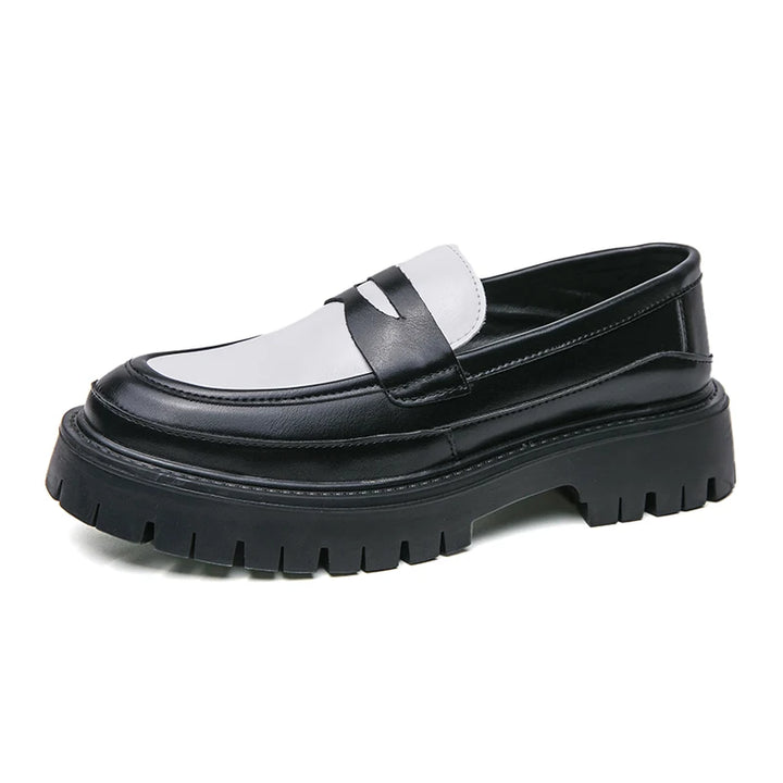 CALORA_ Carlo | Luxe Leren Loafers met platformzool - Zwart Wit