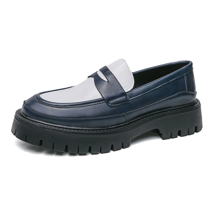 CALORA_ Carlo | Luxe Leren Loafers met platformzool - Zwart Wit