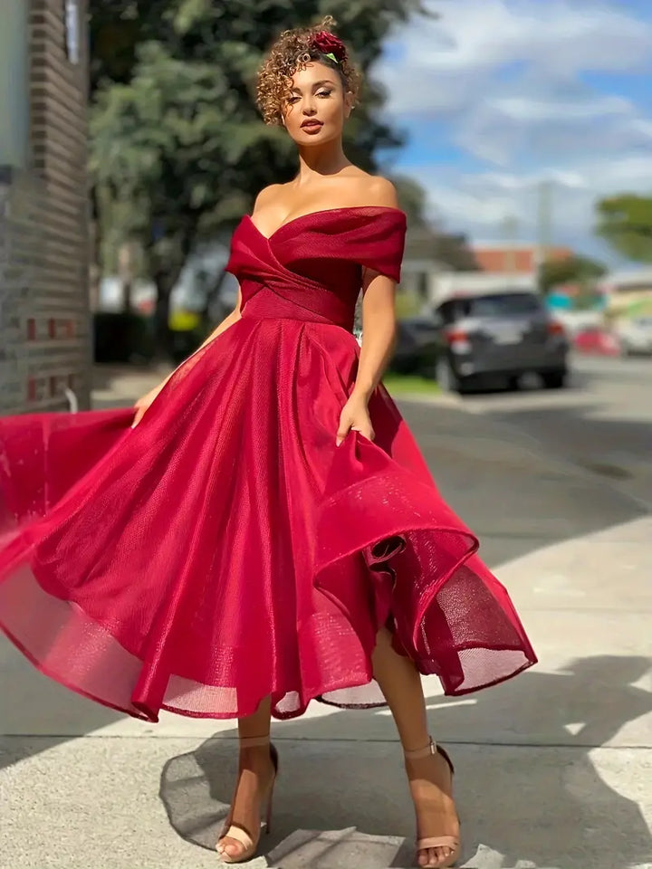 CALORA_ Cartiéna | Stijlvolle Strapless Bruilloft Feestjurk met Spirit
