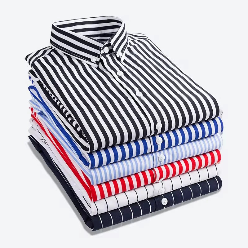 CALORA_ Casual Gestreept Overhemd Shirt voor Mannen met Lange Mouwen Slim Fit