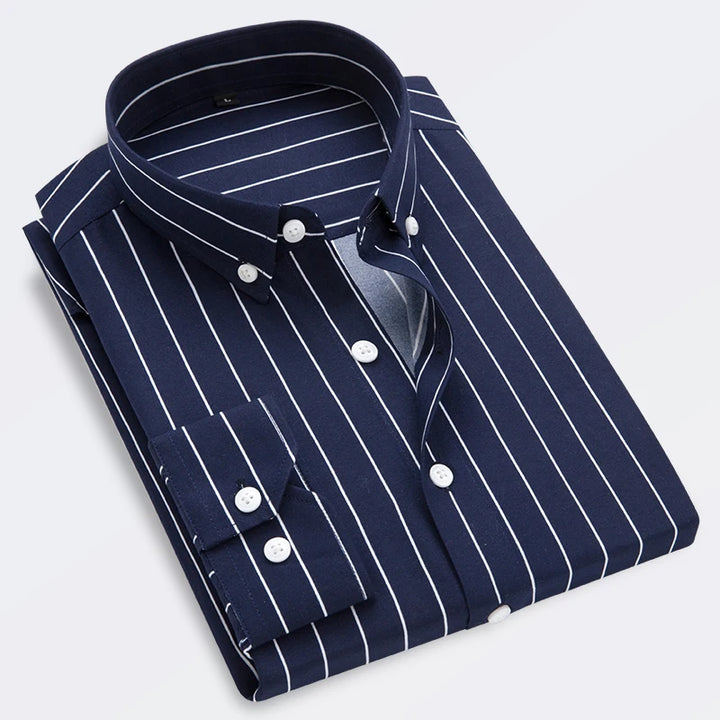 CALORA_ Casual Gestreept Overhemd Shirt voor Mannen met Lange Mouwen Slim Fit