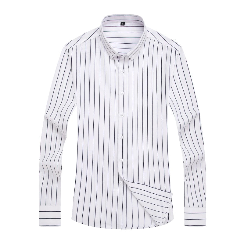 CALORA_ Casual Gestreept Overhemd Shirt voor Mannen met Lange Mouwen Slim Fit