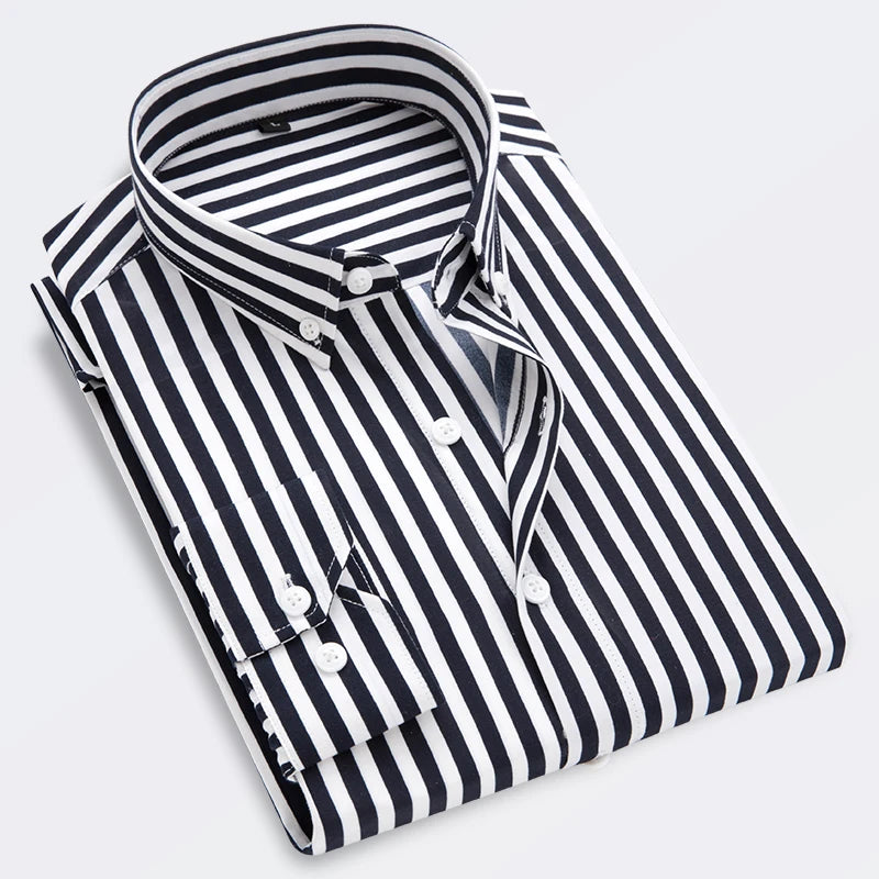 CALORA_ Casual Gestreept Overhemd Shirt voor Mannen met Lange Mouwen Slim Fit