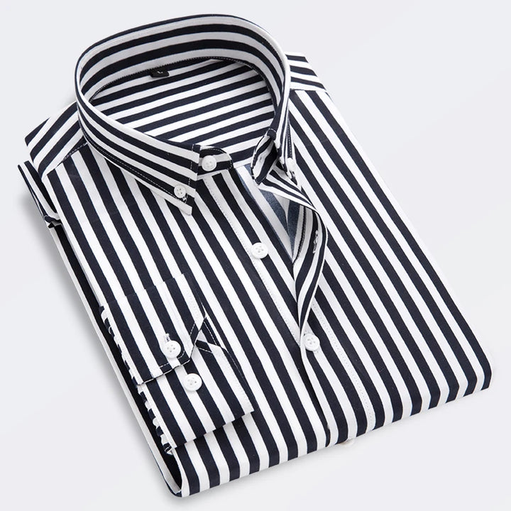 CALORA_ Casual Gestreept Overhemd Shirt voor Mannen met Lange Mouwen Slim Fit