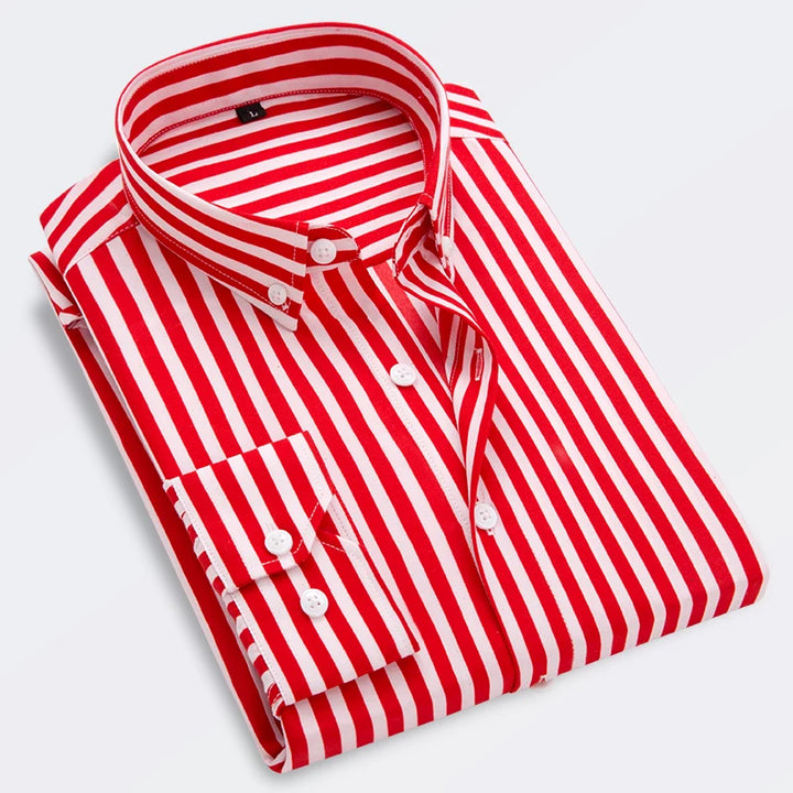 CALORA_ Casual Gestreept Overhemd Shirt voor Mannen met Lange Mouwen Slim Fit