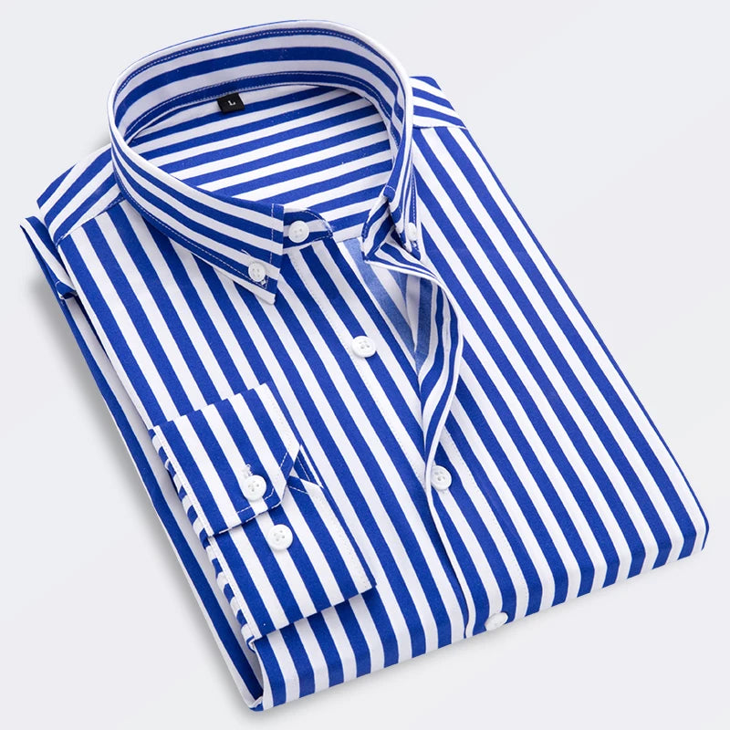 CALORA_ Casual Gestreept Overhemd Shirt voor Mannen met Lange Mouwen Slim Fit