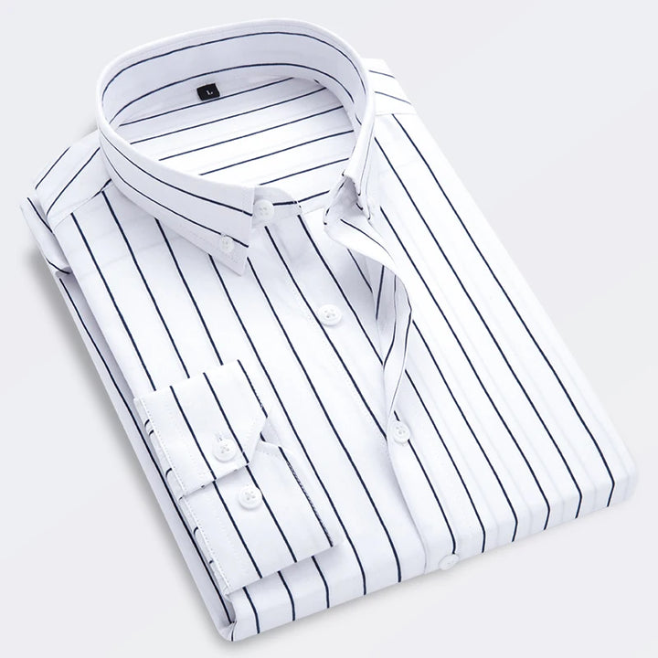 CALORA_ Casual Gestreept Overhemd Shirt voor Mannen met Lange Mouwen Slim Fit