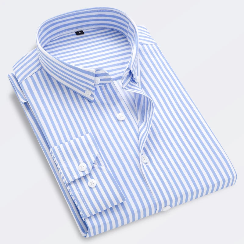 CALORA_ Casual Gestreept Overhemd Shirt voor Mannen met Lange Mouwen Slim Fit